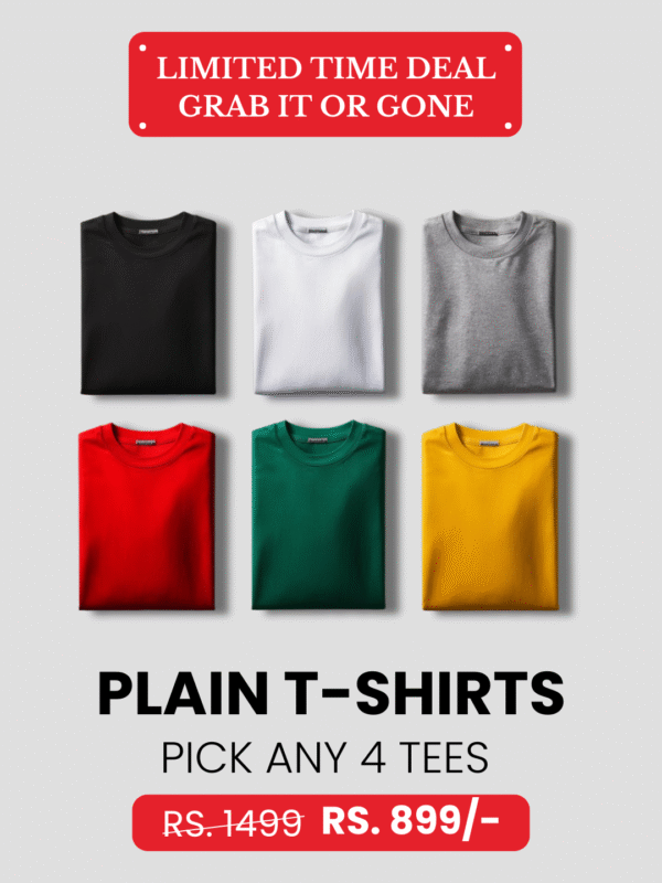 Pick Any 4 Plain T Shirt Combo